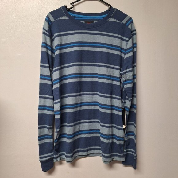 Quicksilver Long Sleeve Shirt Soft Blue Mens Large Stripes - Picture 1 of 7